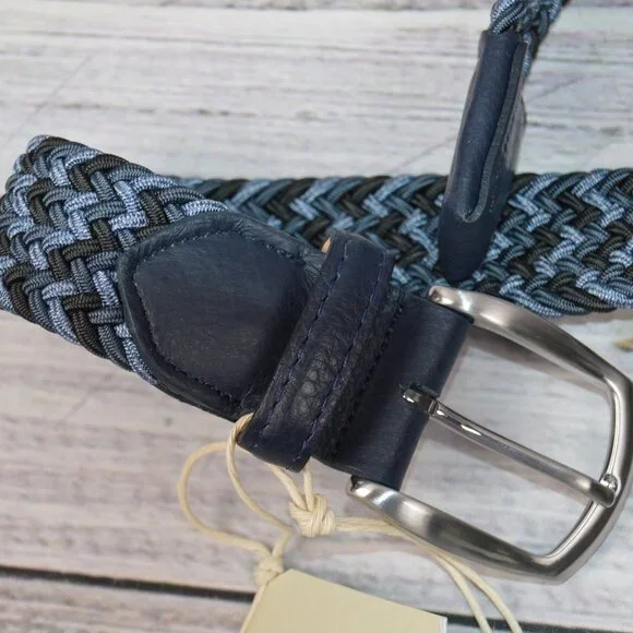 FAHERTY Men's 32 Waist Woven Belt Cerulean Mix Made in USA $148 NEW - Picture 9 of 11